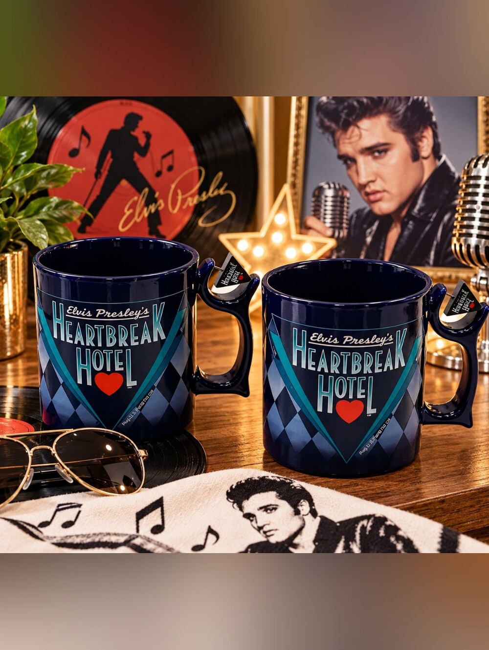 Elvis Presley Heartbreak Hotel Coffee Mugs, Set of 2 - Picture 1 of 9